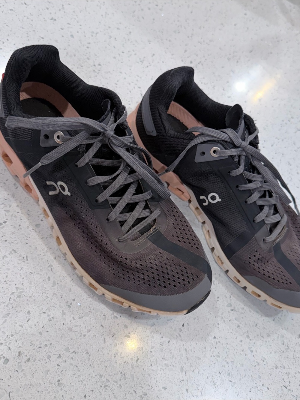 On Running Men's Athletic Sneakers in Black with Pink Accents
